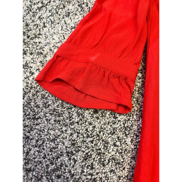 ba&sh Track Grenadine Lady‎ Dress Long Sleeve V Neck Shift Dress 1 Womens S Red - Picture 10 of 10